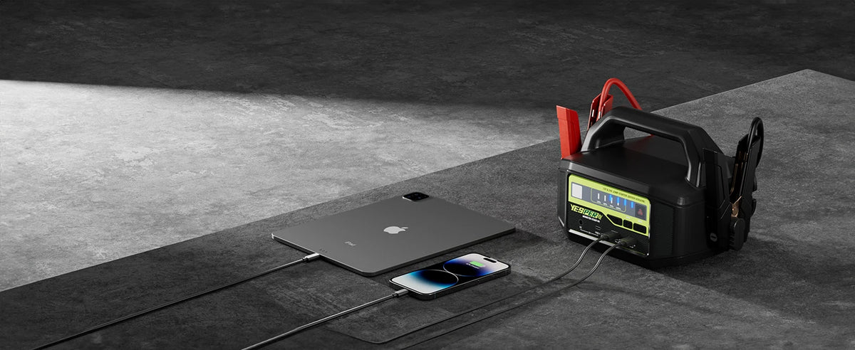 YESPER 12V/24V 6000A Car Jump Starter: 36400mAh Power Station + 3-Mode LED, for Gas/Diesel Engines, Cars to Boats, -40°C~60°C