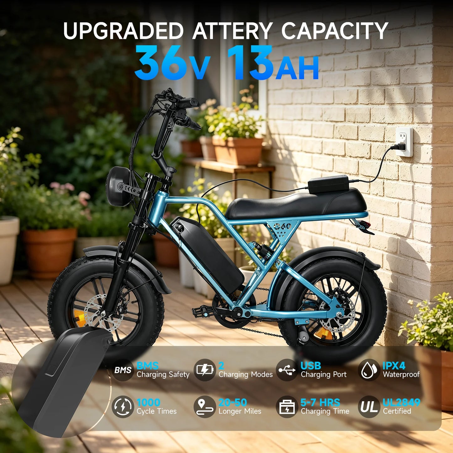 500W Mountain Ebike 36V 13Ah Lithium Battery 28MPH Max Speed 50Miles Long Range Adult Off Road Electric Mountain Bike 16 inch mini