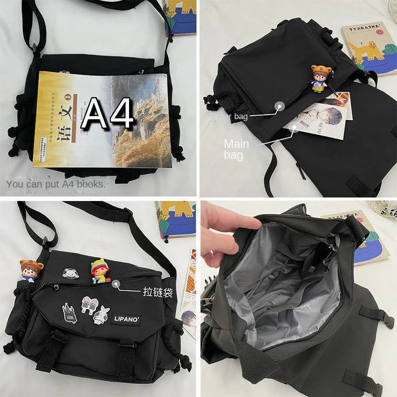 Hong Kong style bag versatile artistic Korean version street photography shoulder bag messenger bag student crossbody bag for ma