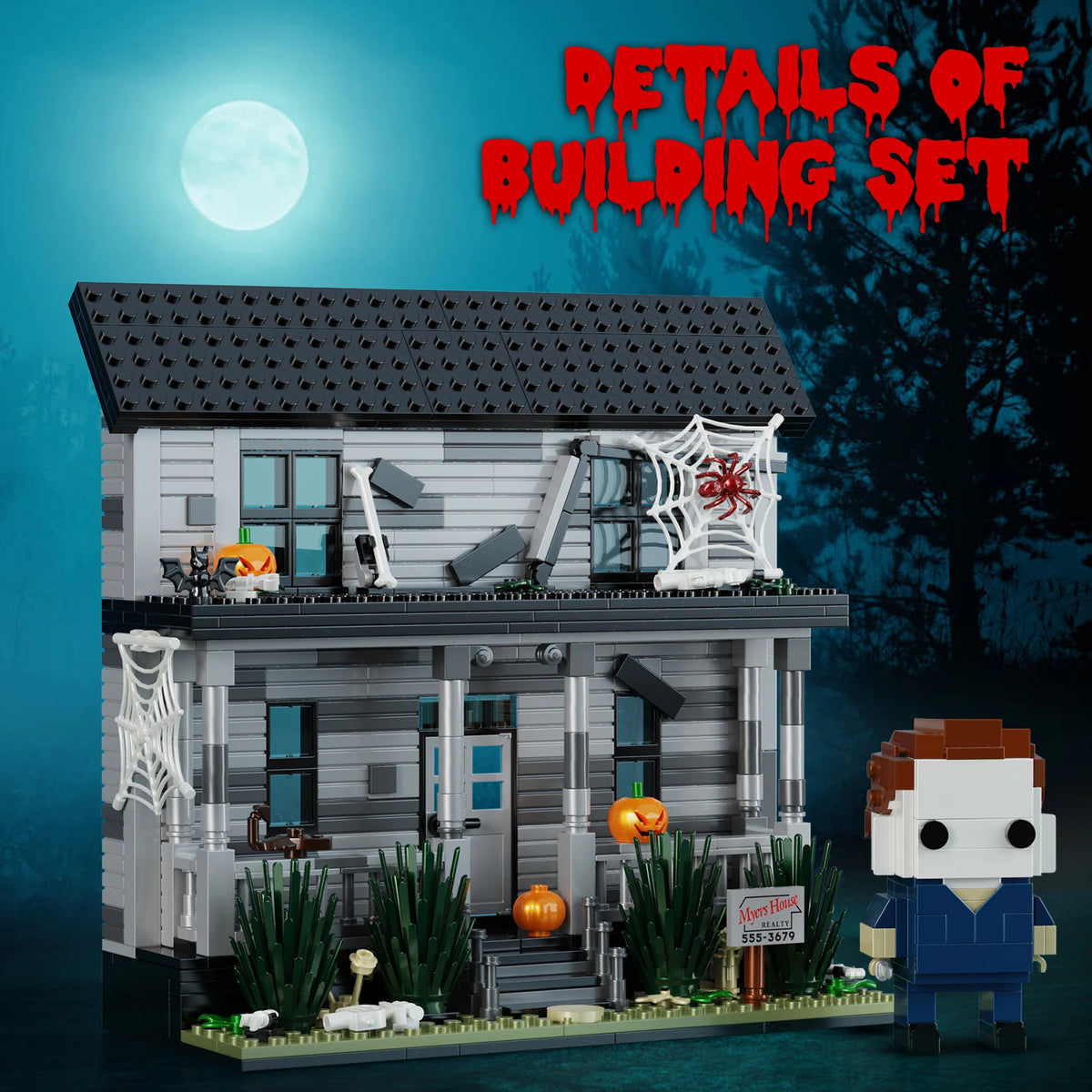 BuildMoc Halloween Nightmare House Building Blocks Set Pumpkin Ghost Skeleton Hut Bricks Toys Children Christmas Birthday Gifts