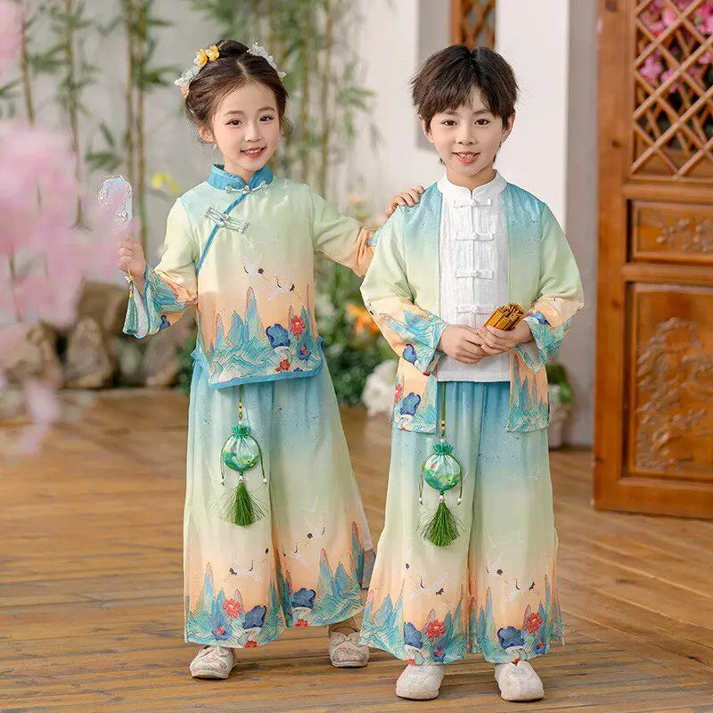 Chinese Hanfu Children Clothing Cosplay Performance Costume Kids Clothes Ethnic Style Children's Sets Girl Suit Two Piece Boy