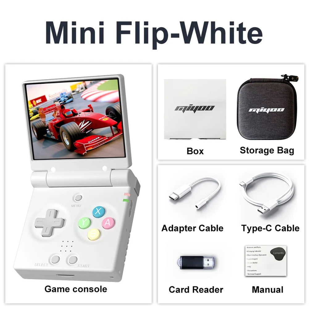 MIYOO Mini Flip Retro Handheld Game Console With New Hinge 2.8 inch IPS Screen Portable Video Game Players Consoles Classic Gaming Emulator Childhood Gifts