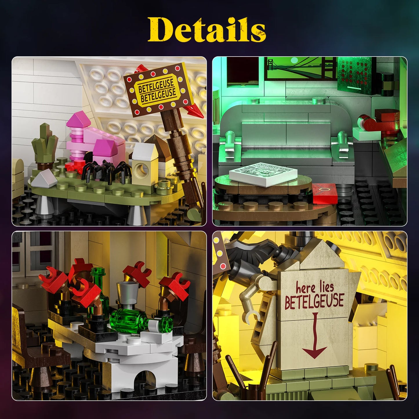 Spooky Beetle Mansion Building Blocks Set Horror House Model Toys Home Halloween Decoration Collection Gifts for Fans Adults