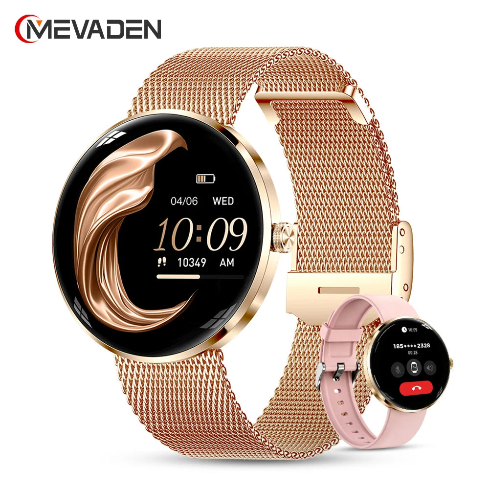MEVADEN 1.43" AMOLED Screen Women Smart Watch 8.5mm Ultra-thin Stainless Steel Luxury Smartwatch Health Monitor Sport Watch H33