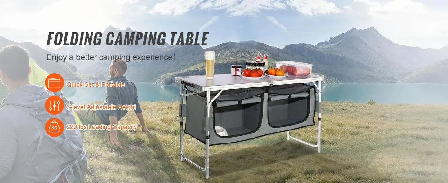 SucceBuy Camping Kitchen Table Quick set-up Folding Camping Table MDF Camping Table for Outdoor Picnics BBQ Camping RV Traveling