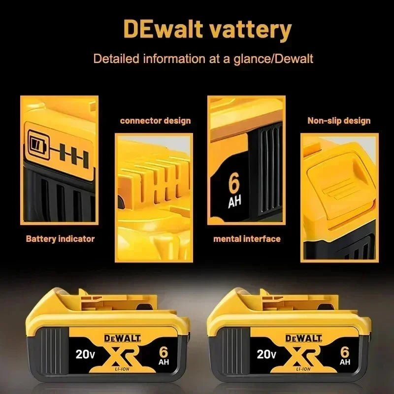 100% Original DeWalt 20V 6.0Ah Battery Power Tool Replacement for DeWalt DCB184 DCB181 DCB182 DCB200 6.0Ah 18Volt 20v Battery.