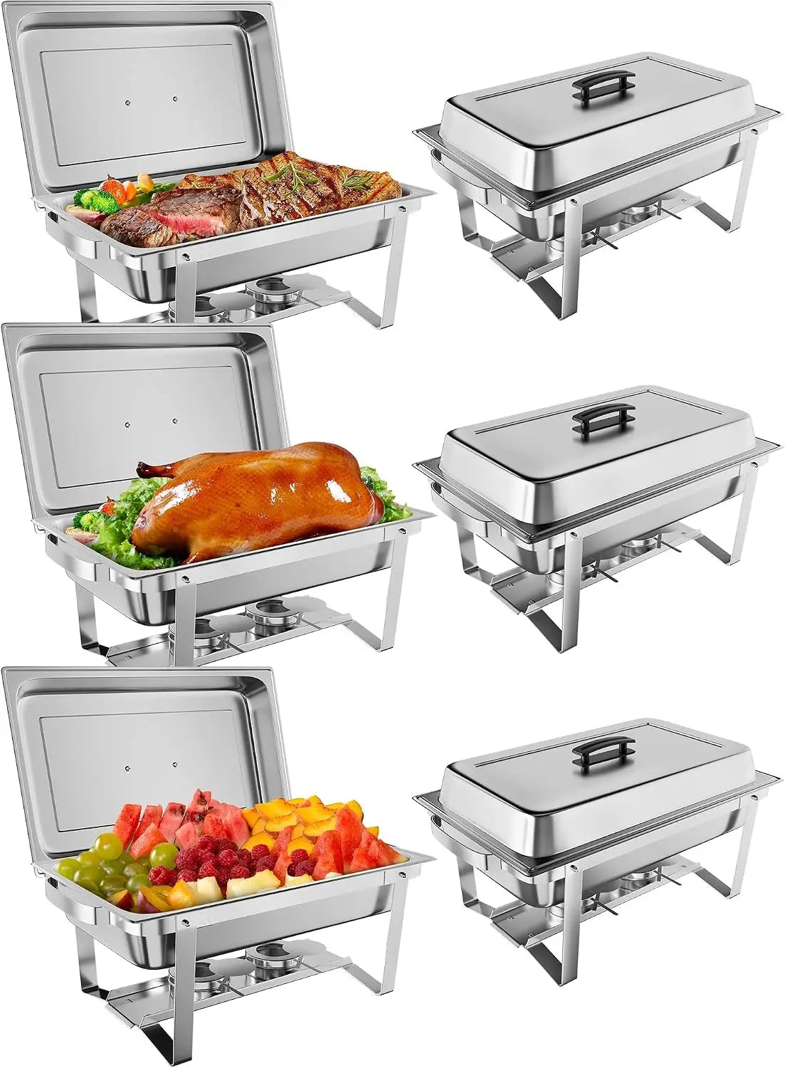 Tacleekii 2 4 6 Pack Chafing Dishes Buffet Set 8QT Rectangle Catering Food Warmers Complete Set Stainless Steel Buffet Servers and Warmers with Lid Complete Set for Parties Banquets Weddings