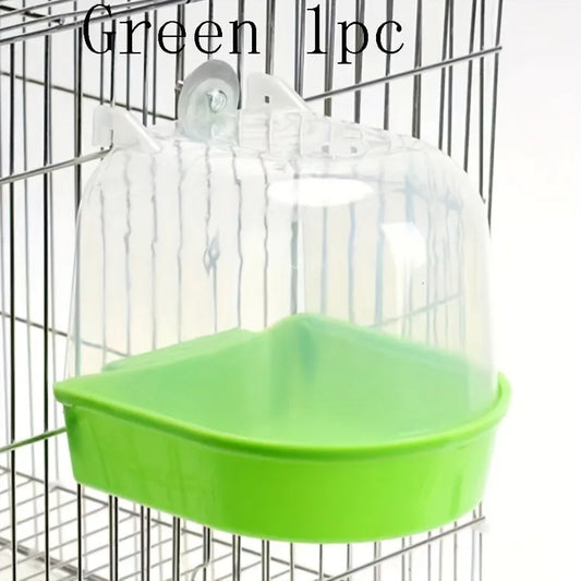 Transparent Bird Bath Tub - Splash-Proof PP Shower for Parrots, Lovebirds & Conures W/ Easy-Grip Handle