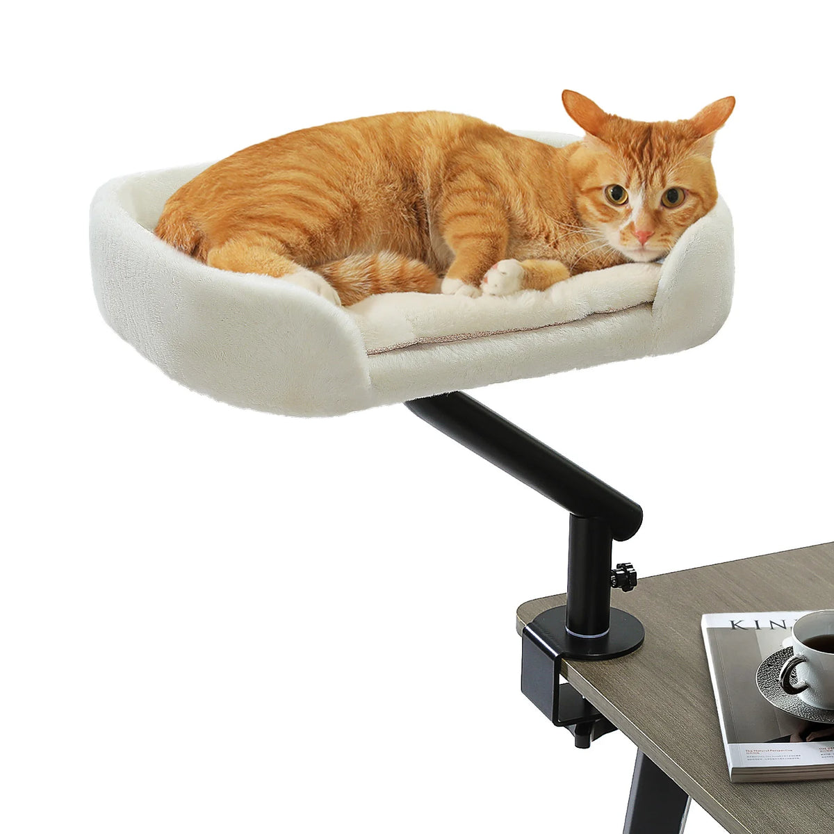 PAWZ Road Adjustable Cat Desk Bed With Plush Hammock