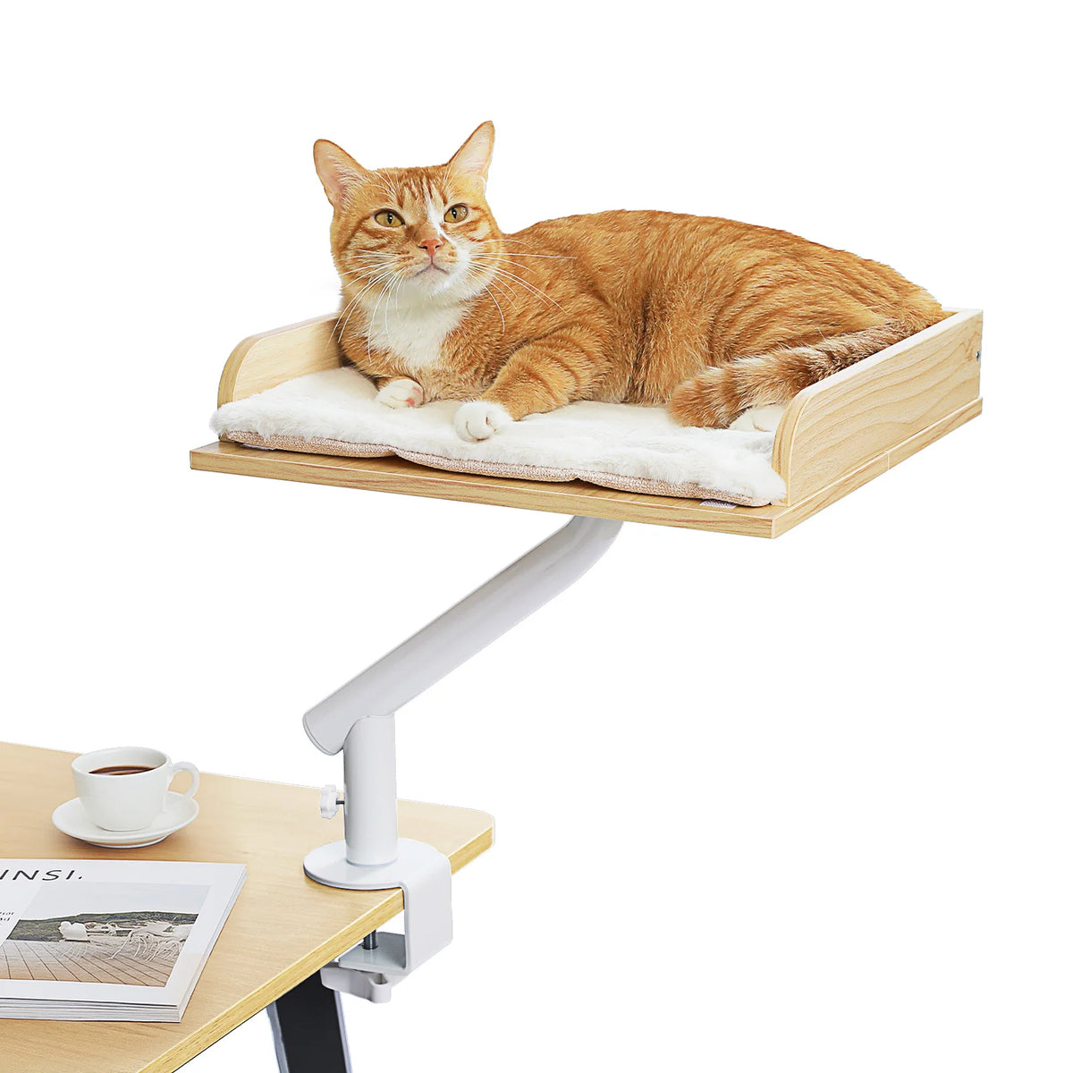 PAWZ Road Adjustable Cat Desk Bed With Plush Hammock