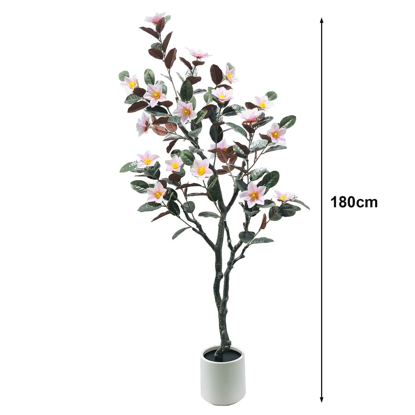 Artificial Magnolia Tree, Realistic Faux Plants In Pot, Magnolia Tree In Pot, Tree Indoor With Blooming Flowers And Leaves For G