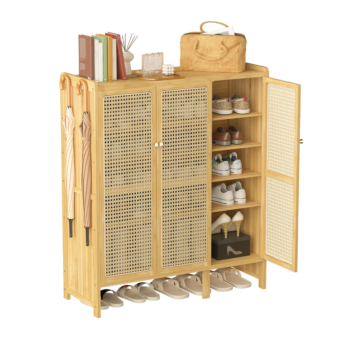 Wisfor Bamboo Shoe Rack Organizer 6 Tier Shelves Entryway Storage