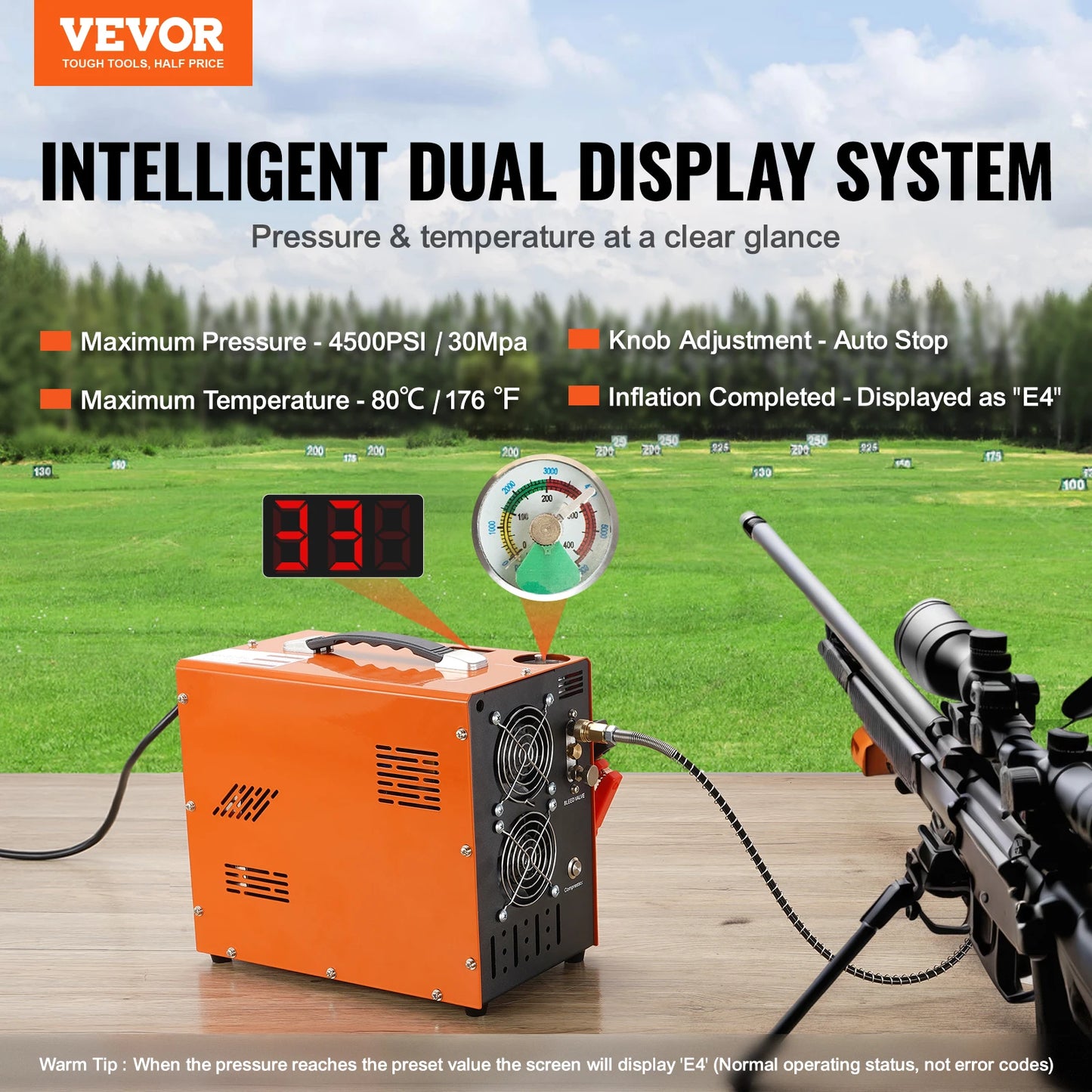 SucceBuy PCP Air Compressor, 4500PSI/30Mpa Portable PCP Airgun Compressor with Built-in Power Converter