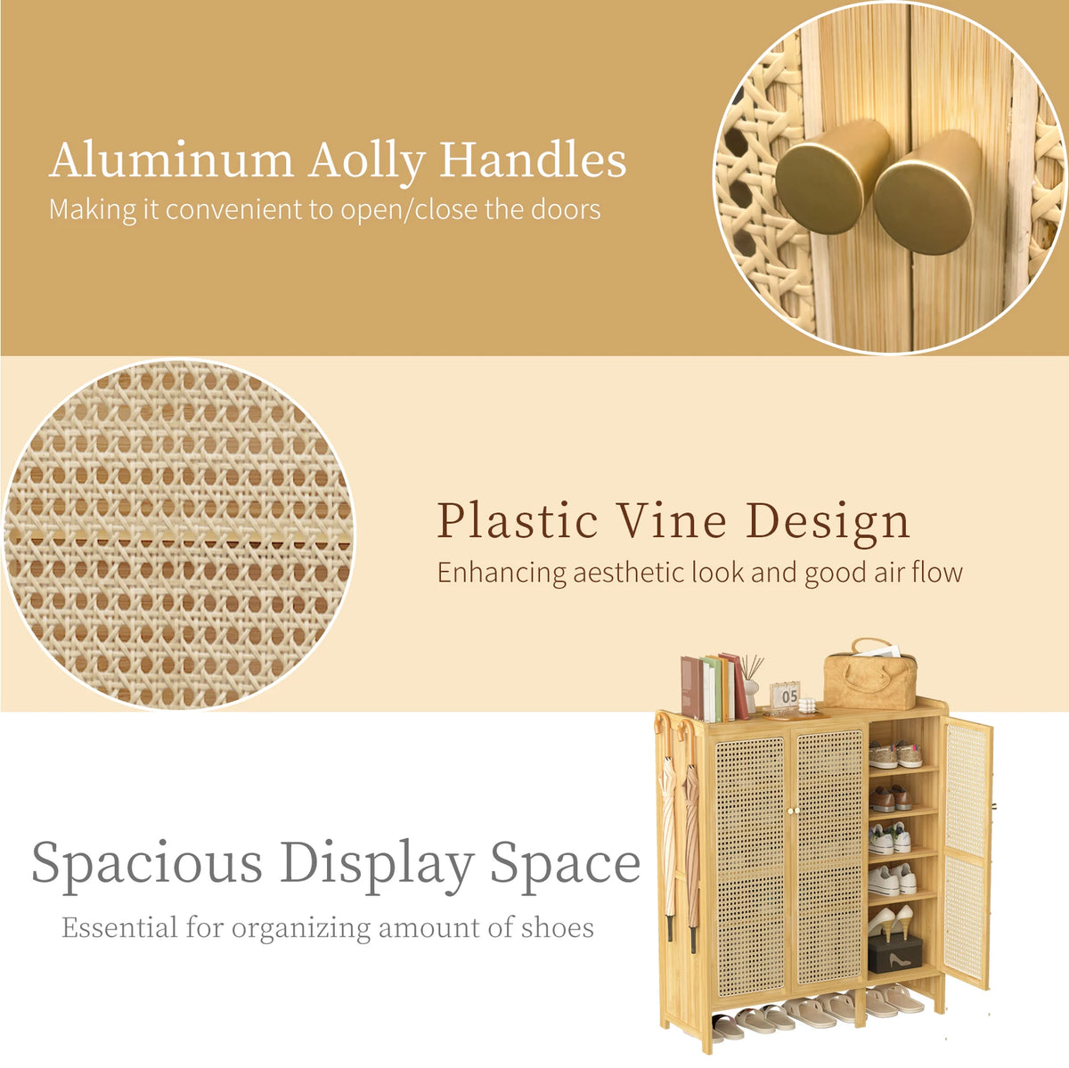 Wisfor Bamboo Shoe Rack Organizer 6 Tier Shelves Entryway Storage
