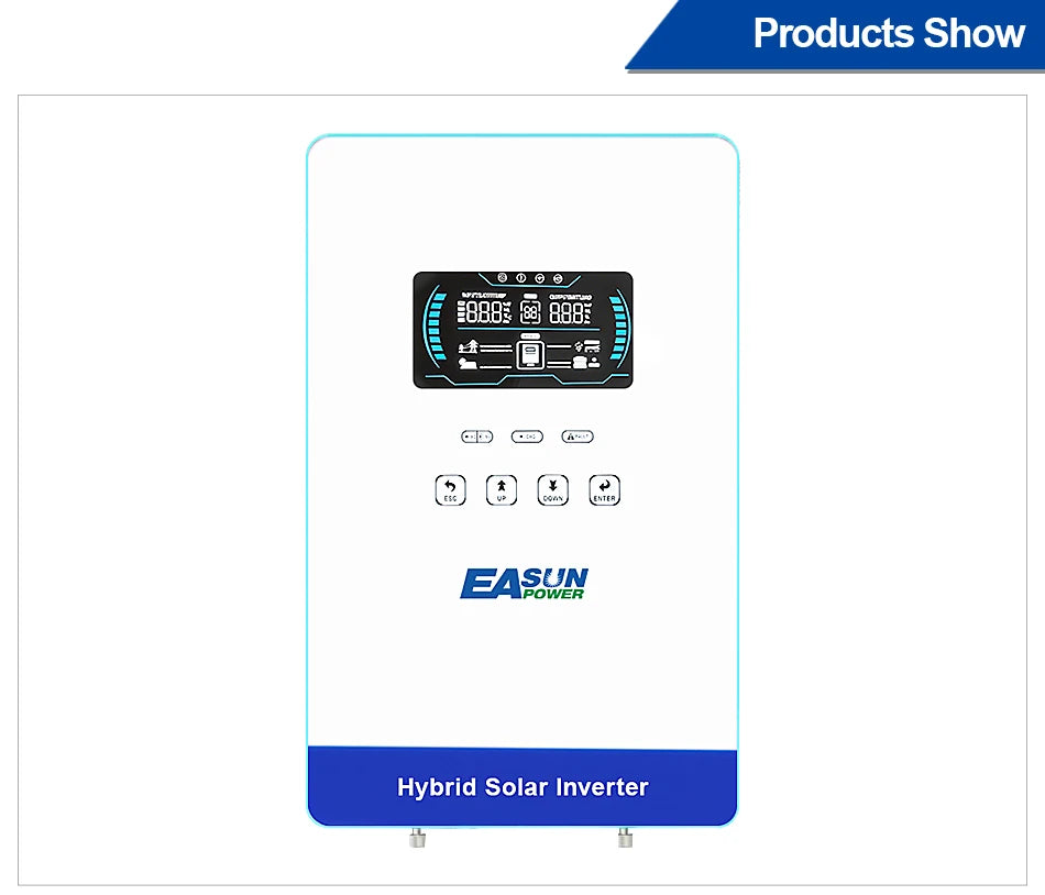 EASUN POWER hybrid Soalr Inverter 4KW MPPT 140A 350VDC PV Input 110VAC 24VDC 4000W Pure Sine Wave 6.25 Inch LCD Display Household for US