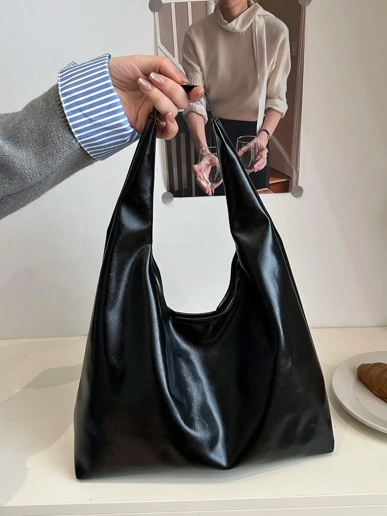 Large Capacity Solid Color Women's Shoulder Bag, Multifunctional Crossbody Bag, Women's Shoulder Tote Bag, Large Capacity Crossbody Tote Bag, Casual Work Bag