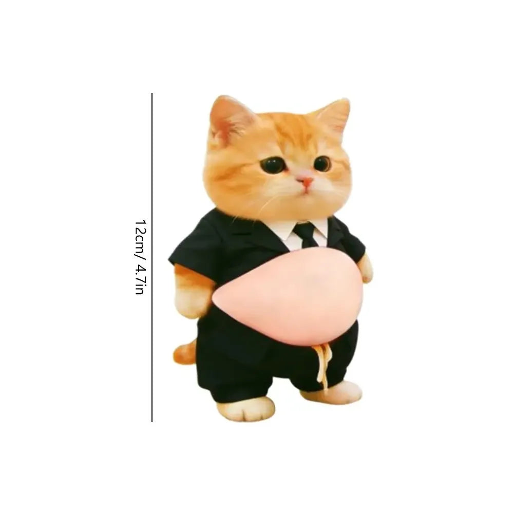 3D Kawaii Cat Belly Sticker Cute Kitten Silicone Self-Adhesive with Orange Outfit Pink Background for Phone Decor