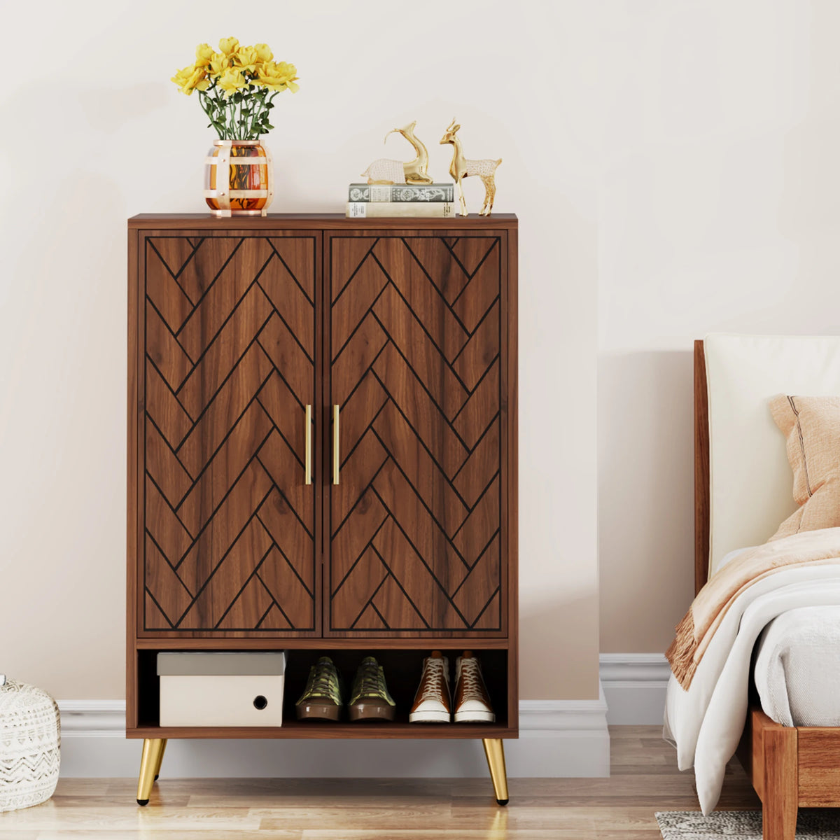 Tribesigns 6 Tier Wooden Shoe Cabinet With Adjustable Shelves