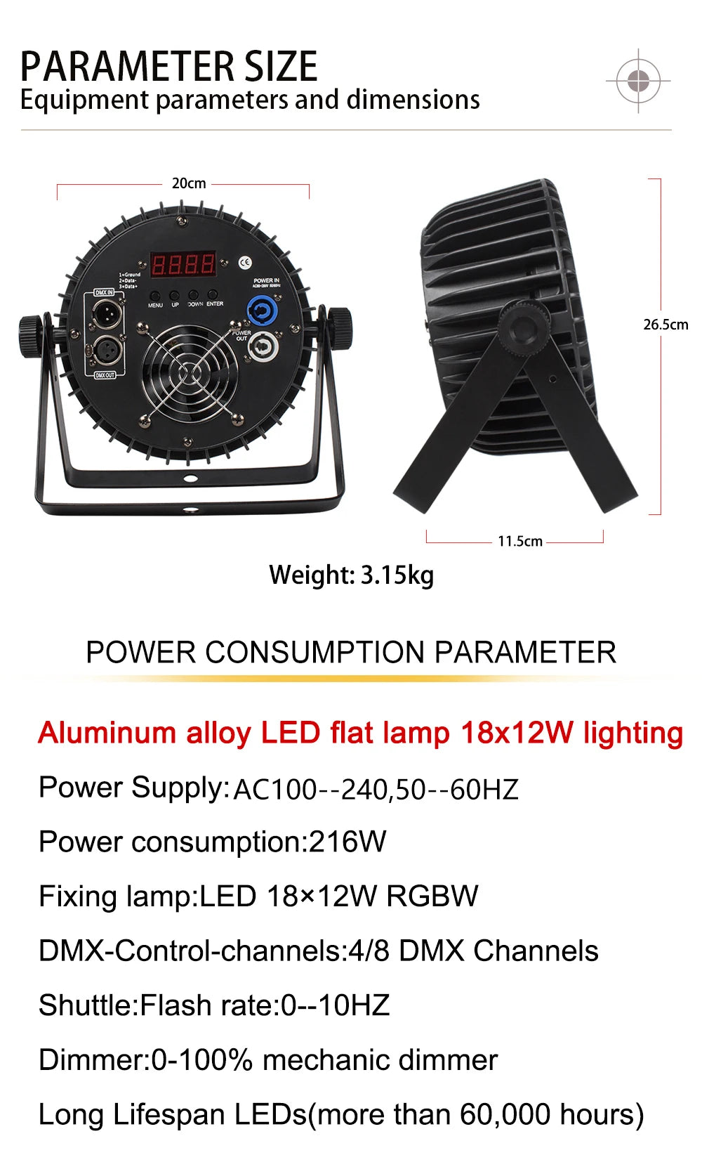 SHEHDS 4PCS Aluminum Alloy LED Flat Par 18x12W RGBW/18x18W RGBWA+UV LED Lighting DMX512 Disco Christmas Lights DJ Audience