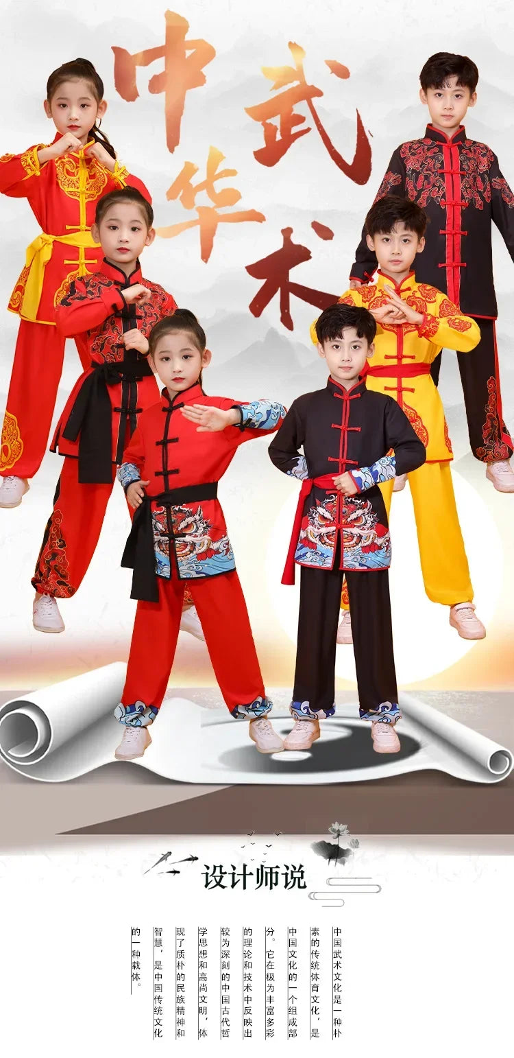 Chinese Kung Fu Uniform Children Wushu Sets Baby Martial Arts Costumes Girl Suit Perform Outfit Kids Clothes Boy Tai Chi Set