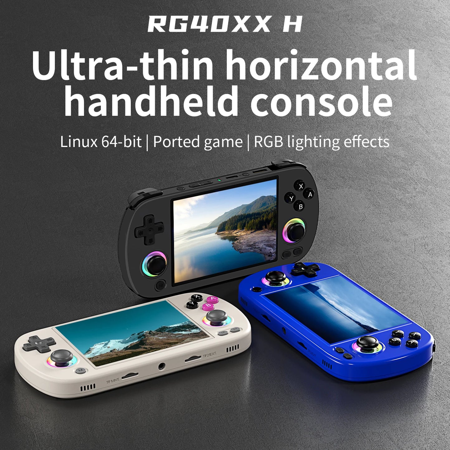 ANBERNIC RG40XX H Handheld Game Console 4'' Screen Linux System Joystick RGB Lighting Effect RG40XXH Video Player Trimui Console