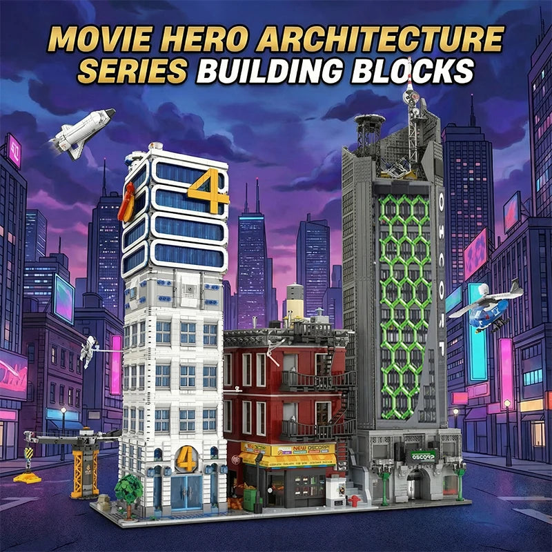 Movie Hero Architecture Series Building Sets Film Architecture Modular Building Block Assembly Model Adult Toy Collectible Gifts