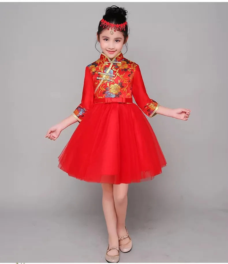 Kids Dresses for Girls Clothes Chinese New Year Dress Baby Princess Hanfu Party Cosplay Performance Costumes Children Clothing