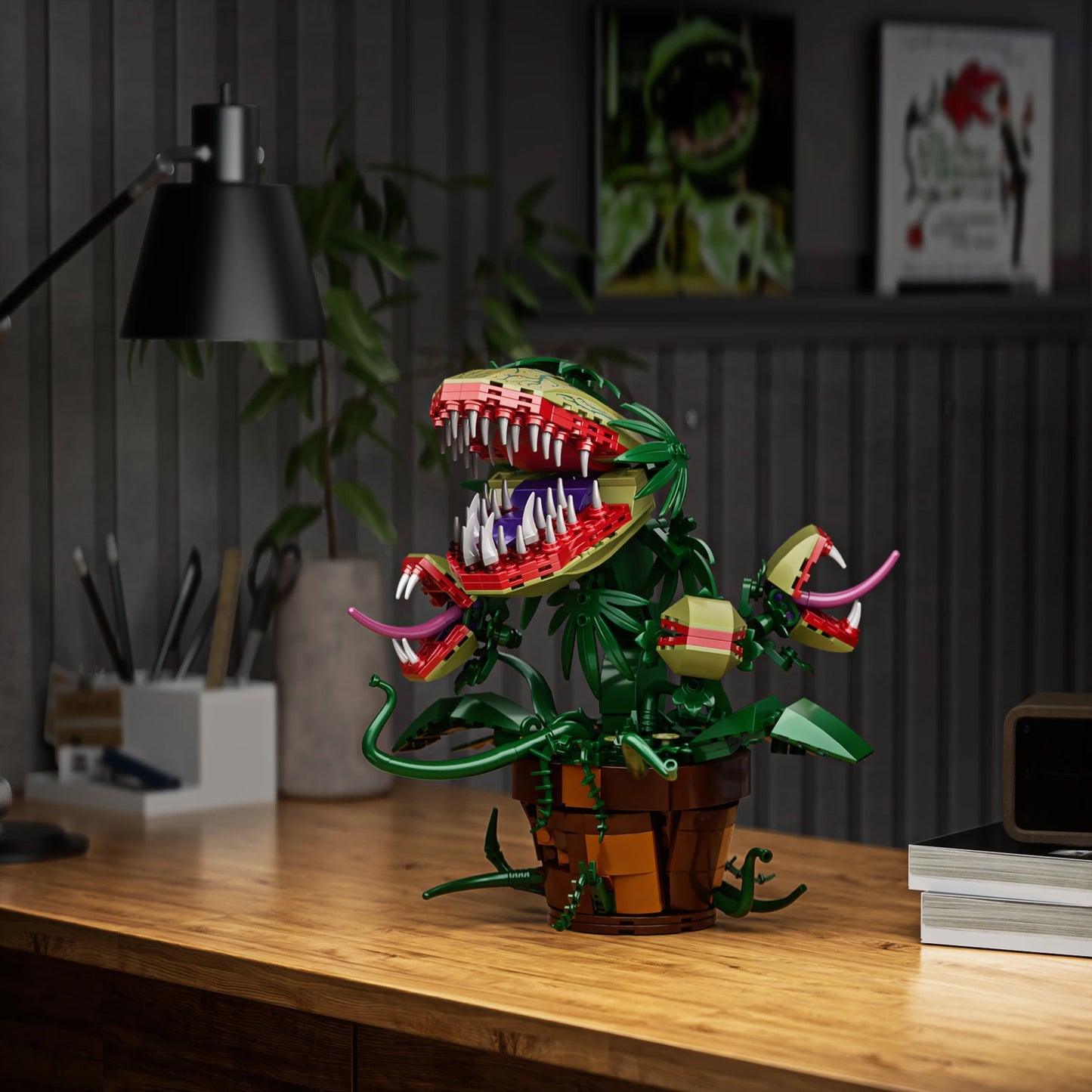 Piranha Plant Audrey II 2 Building Blocks Set Horrors Flower Shop Decoration Halloween Christmas Gift for Tv Film Fans(629PCS)