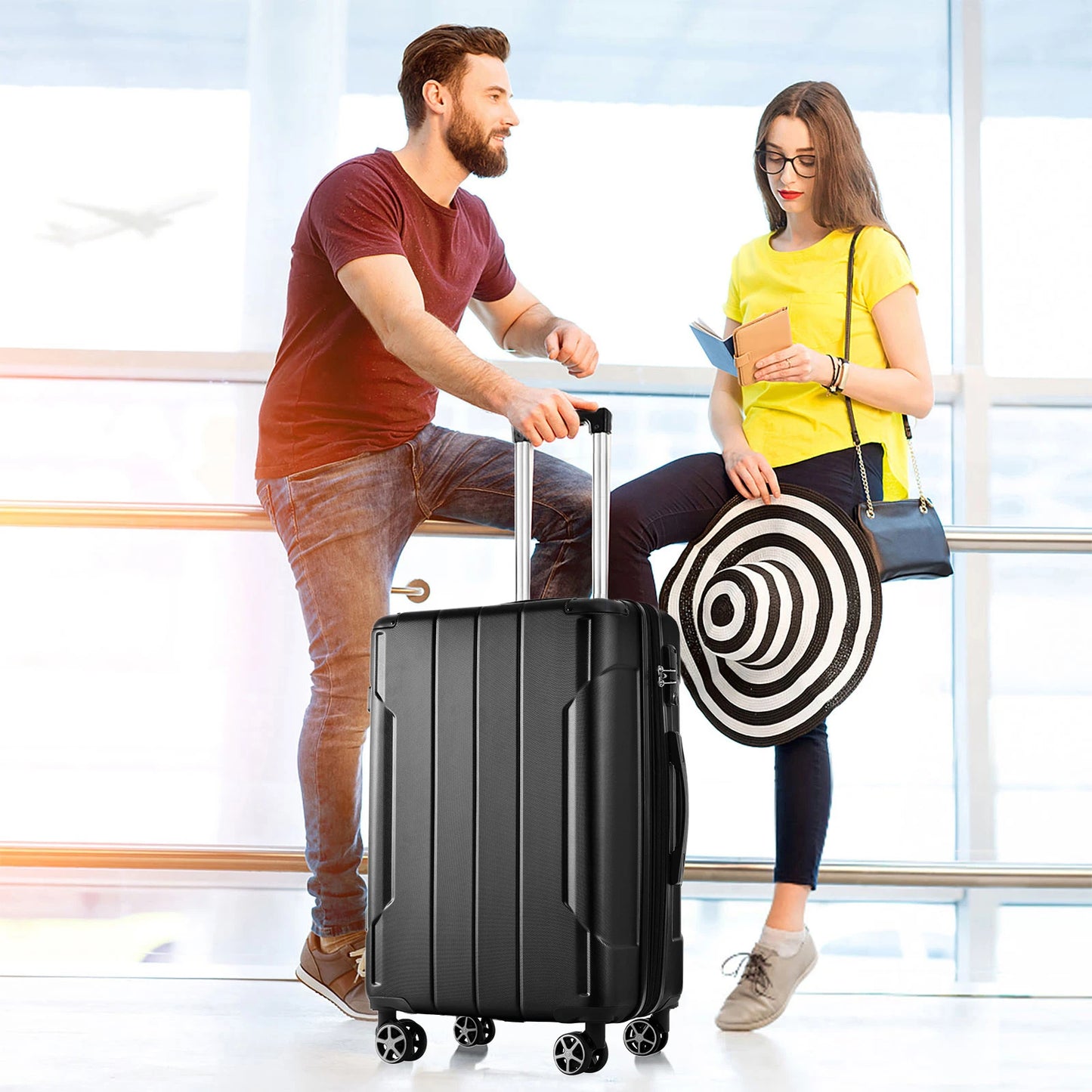 Luggage Set 3 Pcs Hardshell Suitcases, TSA Lock, Lightweight Travel Luggage 20" Carry on 24" 28" Checked for Family Trips