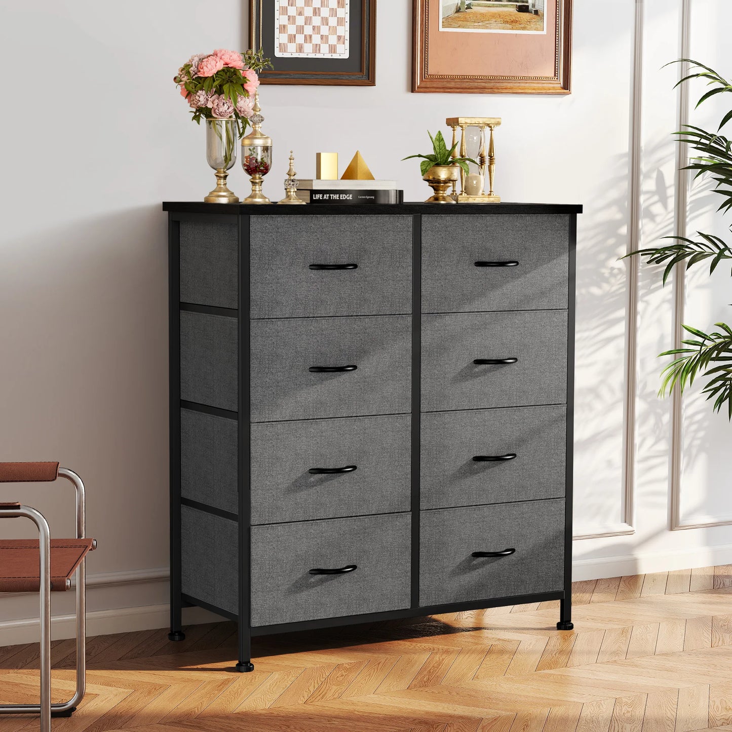 JHK Kids Wardrobe Dresser With 8 Drawers Steel Frame