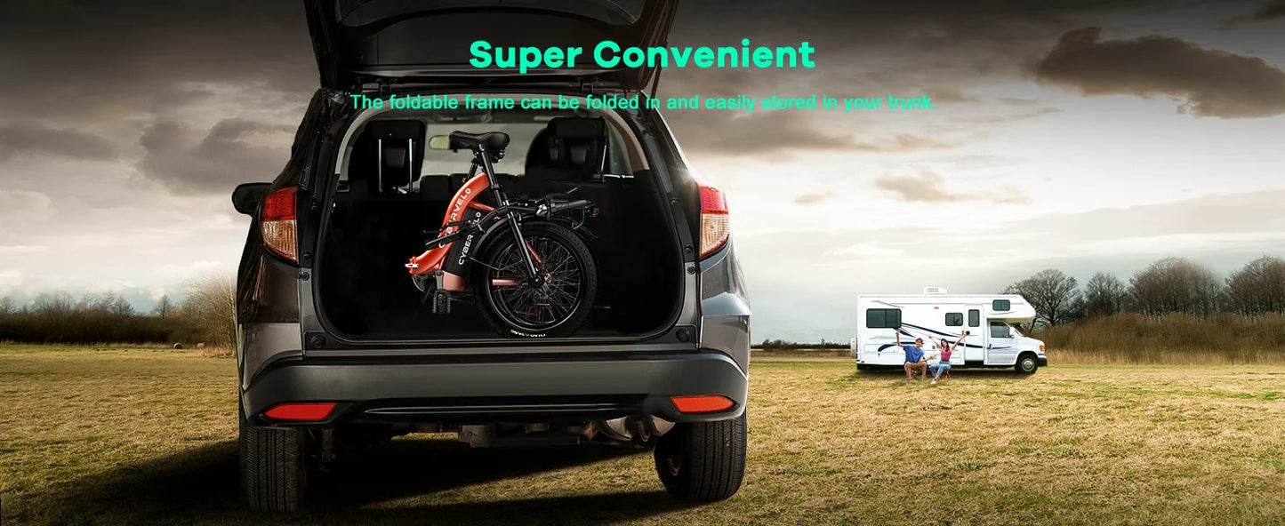 Cybervelo 1000W Electric Bike for Adults 48V 20.8Ah Large Removable Battery Foldable 20 Inch Fat Tire Urban Commuting Mars700