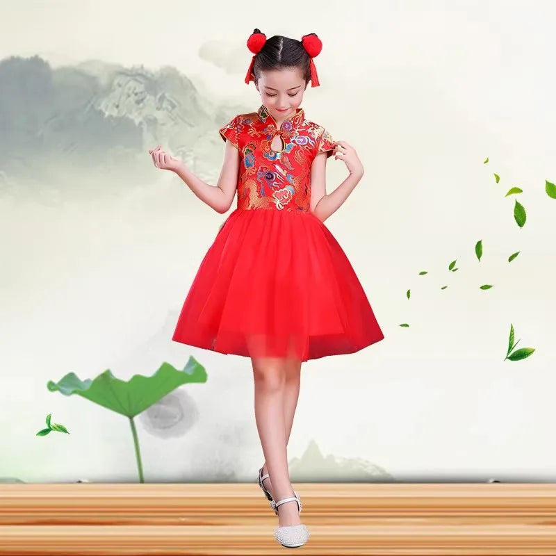 Kids Dresses for Girls Clothes Chinese New Year Dress Baby Princess Hanfu Party Cosplay Performance Costumes Children Clothing