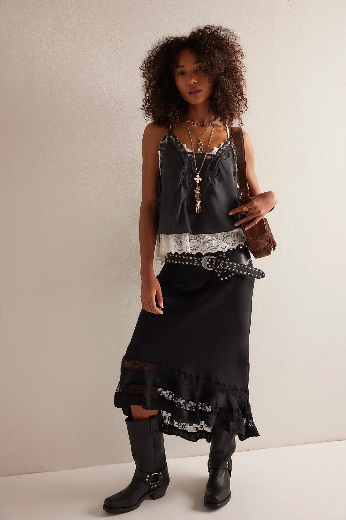 Elegant Satin Ruffle Hem A-Line Long Skirt