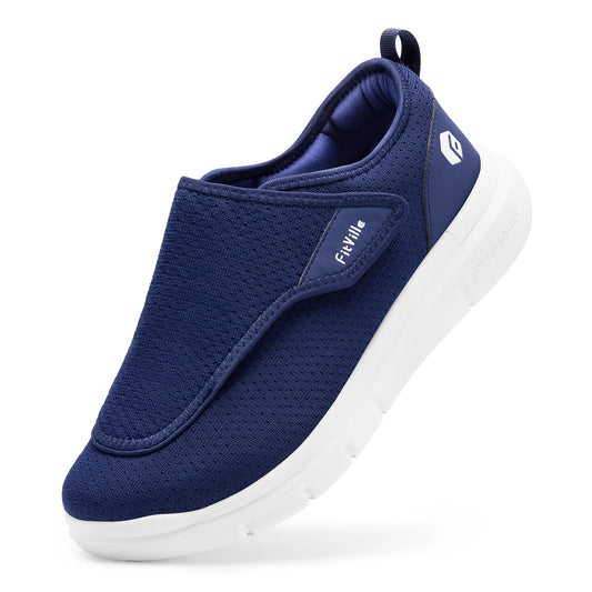 FitVille Extra Wide Men's Diabetic Shoes for Elder Orthopedics Feet Swollen Adjustable Walking Shoe Elderly Foot Pain Relief