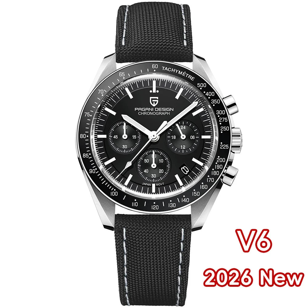 PAGANI DESIGN 1701 Moon Men's Watches Luxury Chronograph Quartz Watch For Men AR Sapphire Glass 100M Waterproof Wristwatch 2026