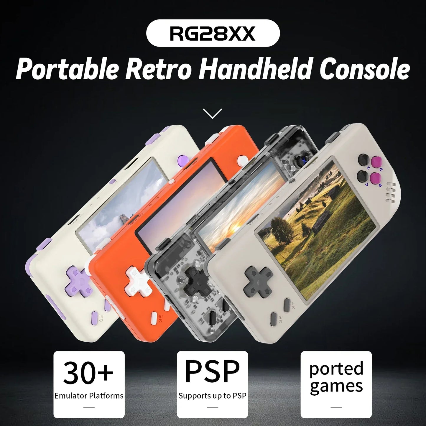 ANBERNIC RG28XX Handheld Game Console 2.83'' IPS Screen Video Output Portable Video Player Ebook Reader Player Gifts Mini