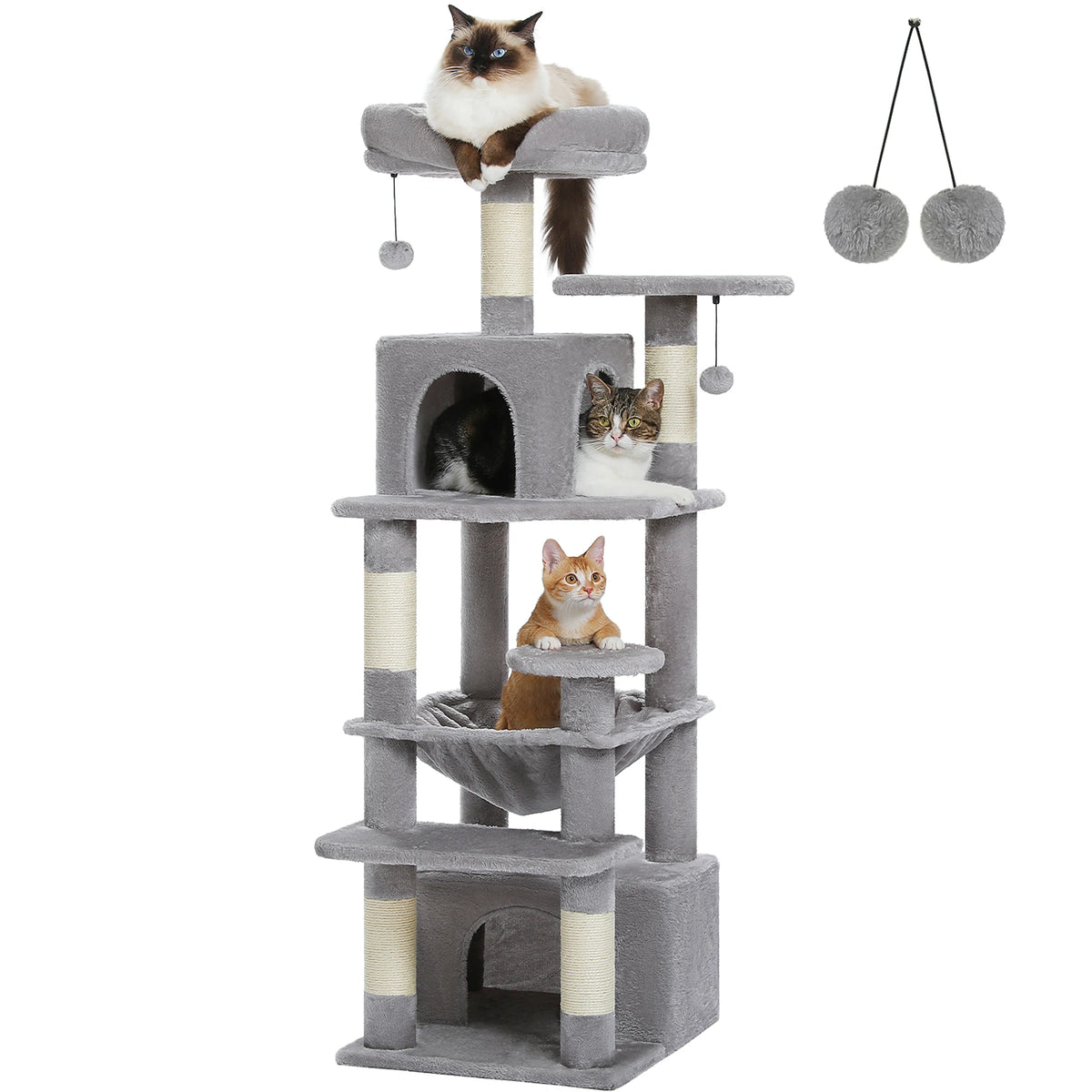 Large Cat Tree and Tower for Indoor Cats With Sisal-Covered Scratching Posts Spacious Hammock Padded Perches and Condos Cat Toys