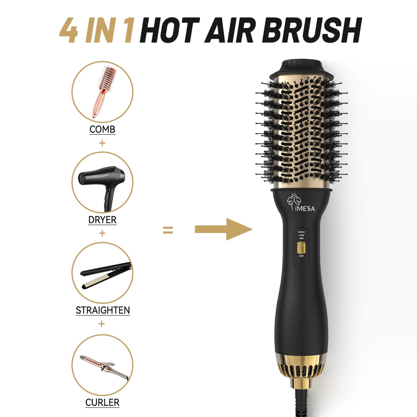 Hot Air Brush One Step Hair Dryer Brush Hair Curler Straightener Multifunctional Styler Professional Home Straight Curling Iron