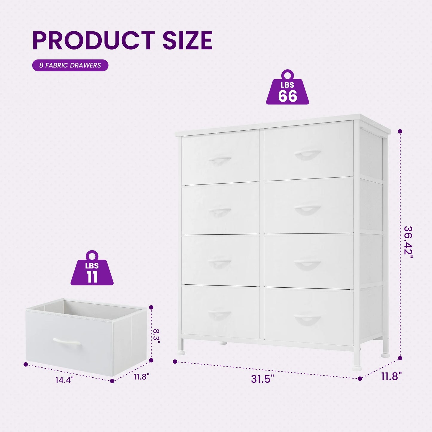 JHK Kids Wardrobe Dresser With 8 Drawers Steel Frame