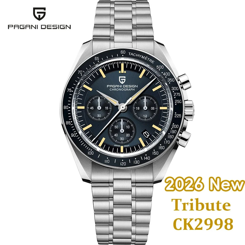 PAGANI DESIGN 1701 Moon Men's Watches Luxury Chronograph Quartz Watch For Men AR Sapphire Glass 100M Waterproof Wristwatch 2026