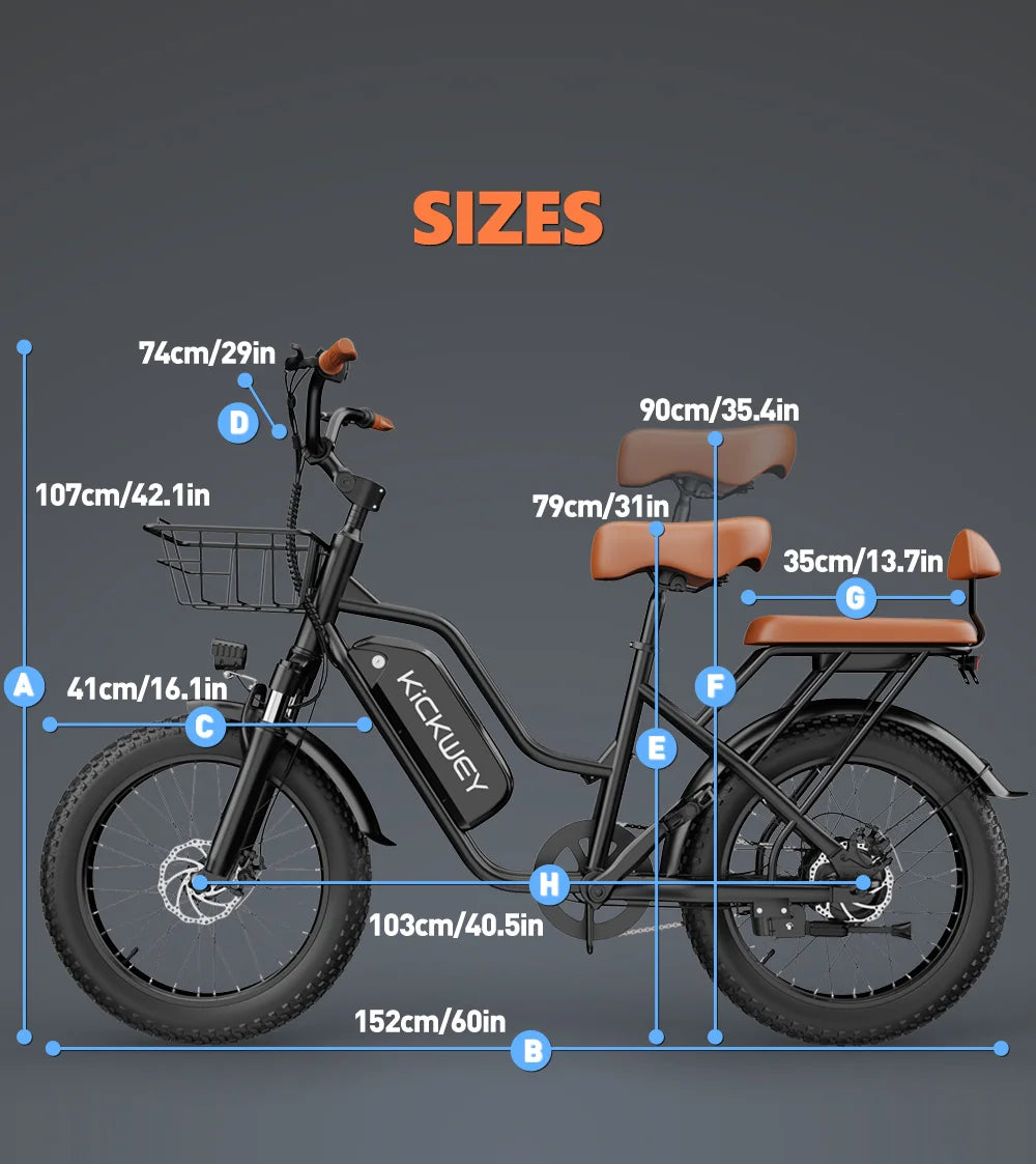 Kickwey LD20 Adult Electric Bike 1500w 32MPH 48V20ah Mountain Electric Bicycle 20 Inch Fat Tire Motorcycle E Bike