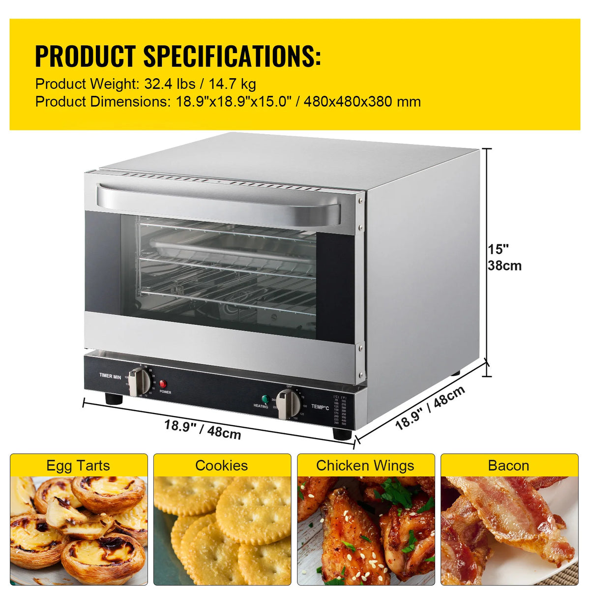 SucceBuy 21L47L66L Electric Oven Commercial Multifunction Countertop 3/4-Layer Baking Machine Home Toaster Pizza Convection Oven