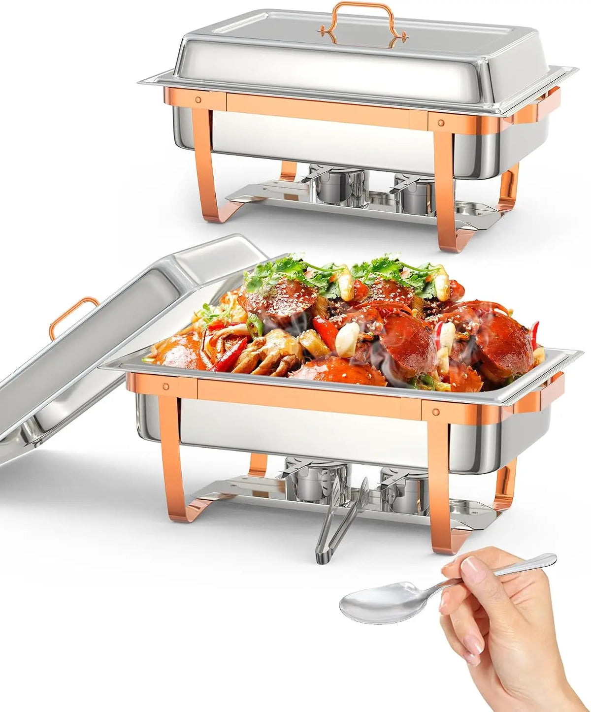 Tacleekii 2 4 6 Pack Chafing Dishes Buffet Set 8QT Rectangle Catering Food Warmers Complete Set Stainless Steel Buffet Servers and Warmers with Lid Complete Set for Parties Banquets Weddings