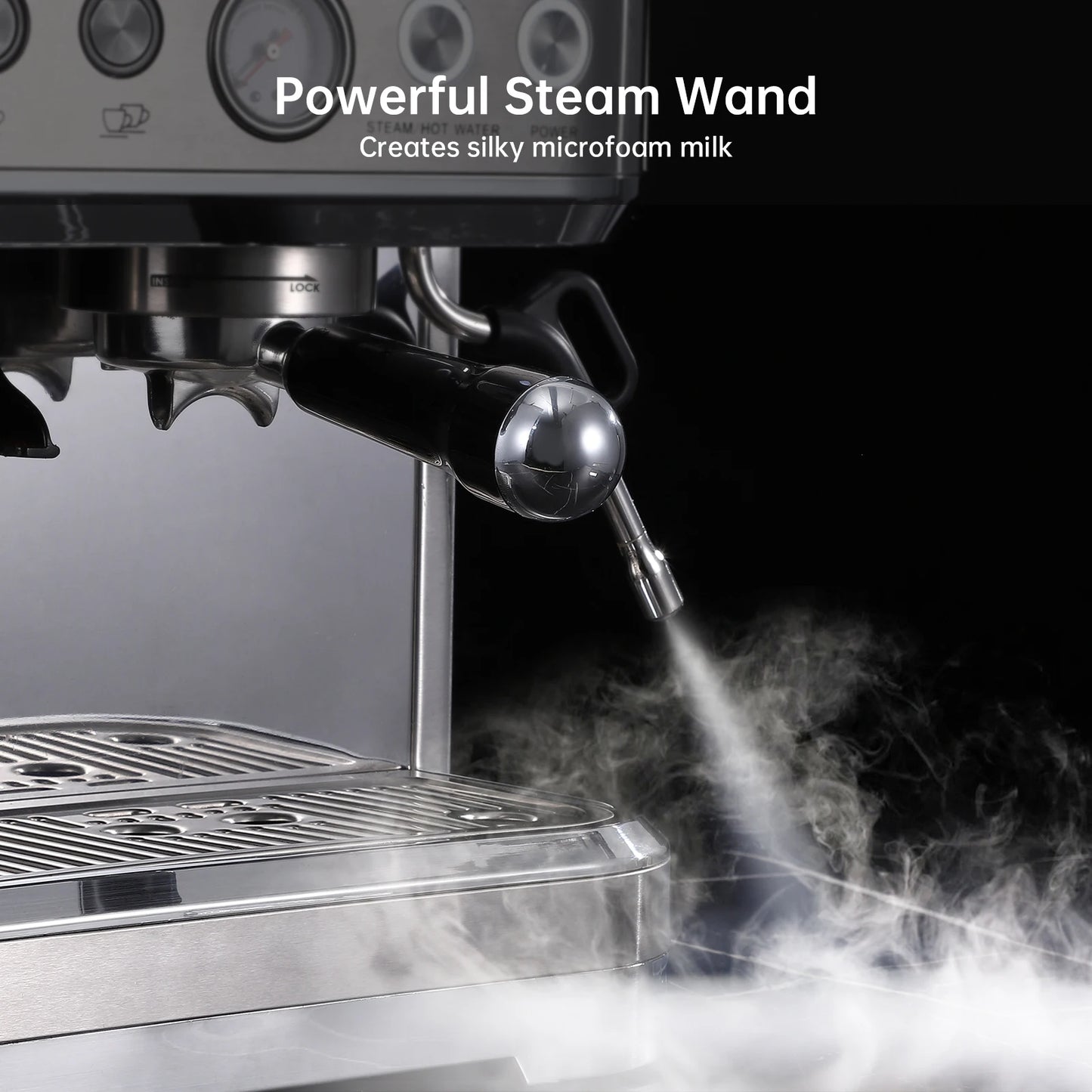 Acekool Espresso Machine With Grinder Stainless Steel 15 Bar Milk Frother