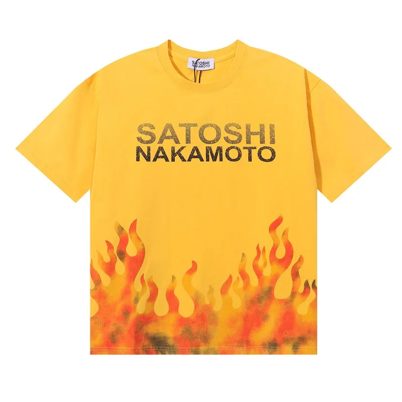 Free shipping New Satoshi Nakamoto Lost Boys T-shirt Printed with Washed Oversized 100% cotton Men Women T-shirts Y2K Fashion streetwear