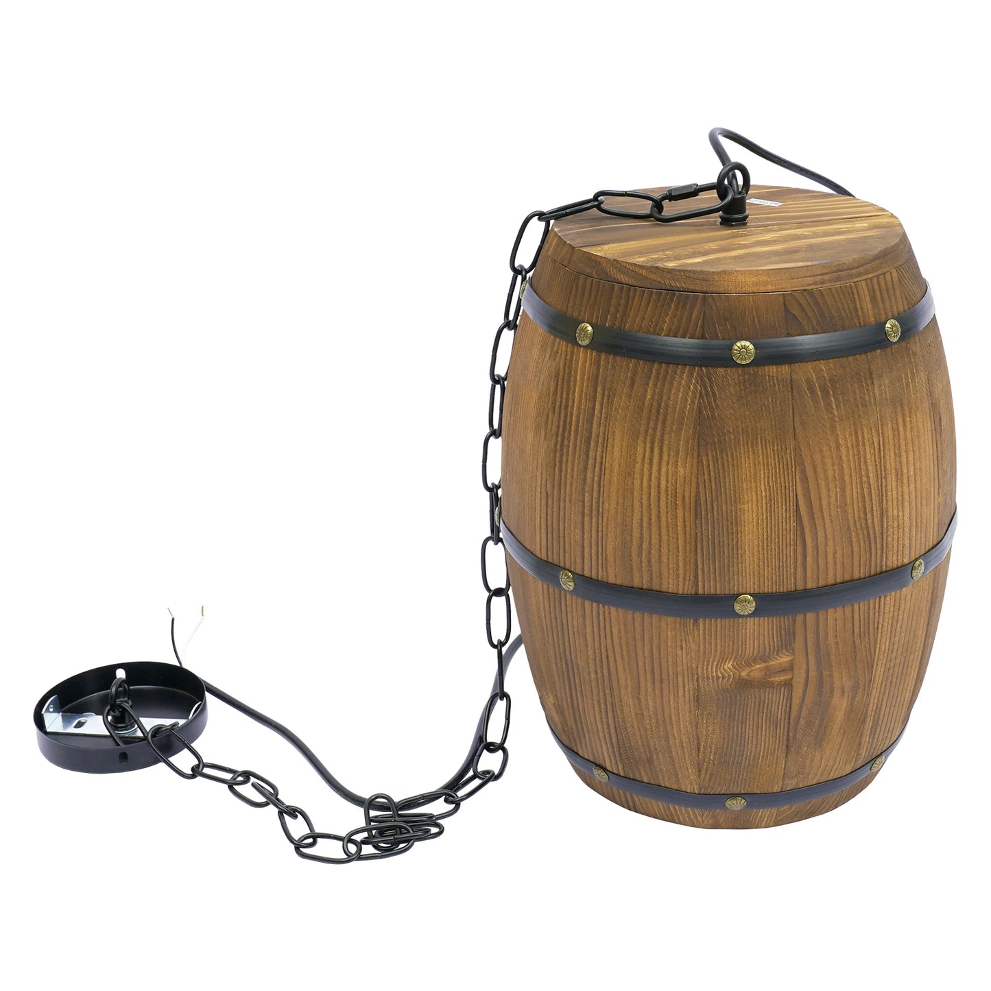 Retro Wood Wine Barrel Pendant Light，Industrial Ceiling Lamp ，Vintage Chandelier Light Fixtures for Bar Cafe Home Restaurant