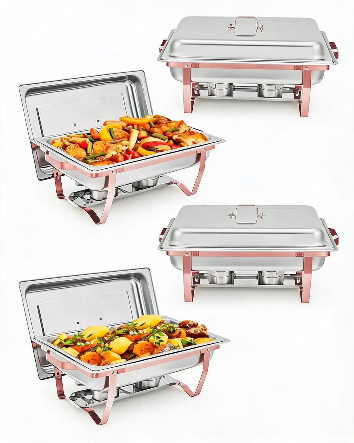 Tacleekii 2 4 6 Pack Chafing Dishes Buffet Set 8QT Rectangle Catering Food Warmers Complete Set Stainless Steel Buffet Servers and Warmers with Lid Complete Set for Parties Banquets Weddings