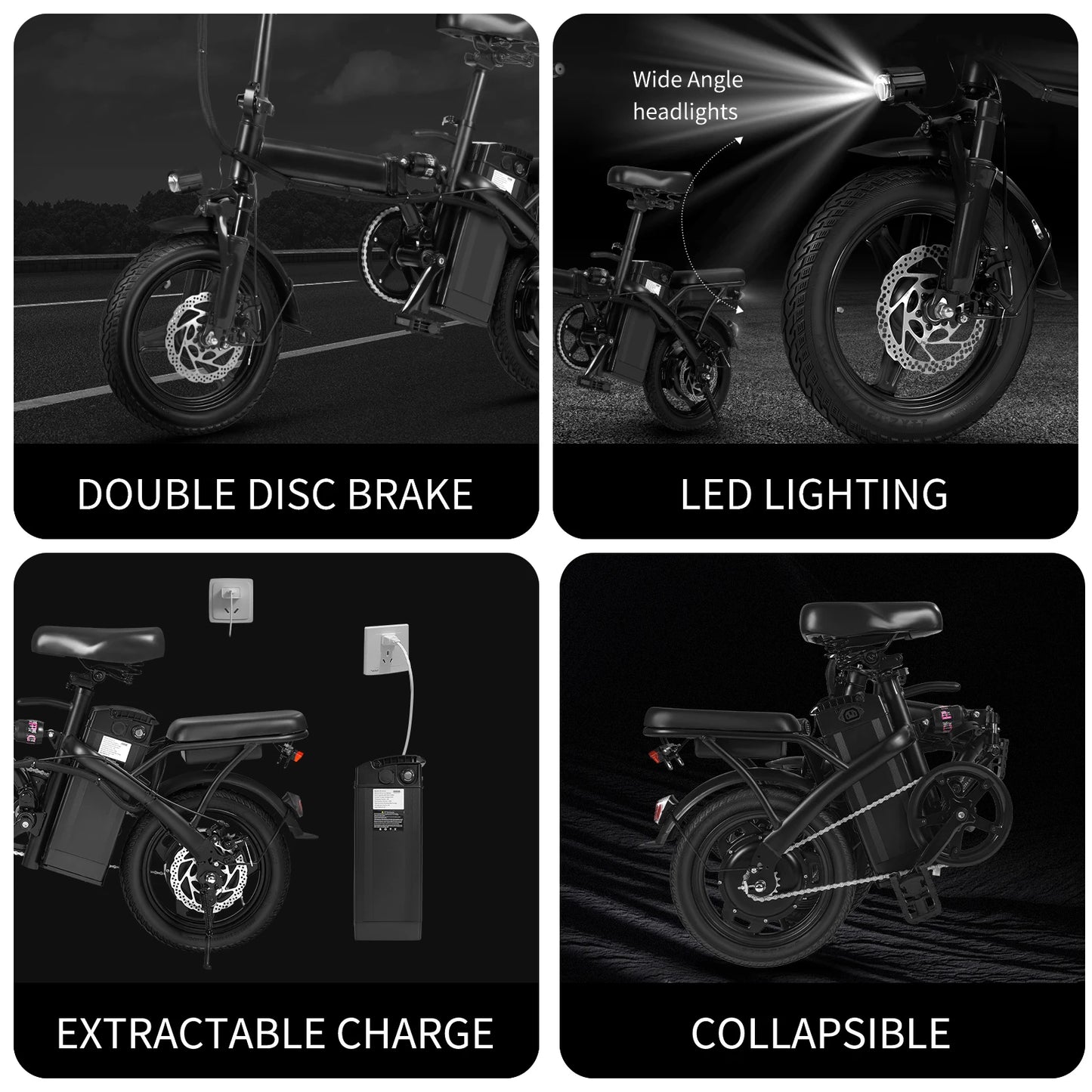 1Year Warranty 500W Adult Electric Bike 20MPH 48V10.4Ah with Dual Disc Brake 14 Inches Folding Electric Bike 22 Mile Range