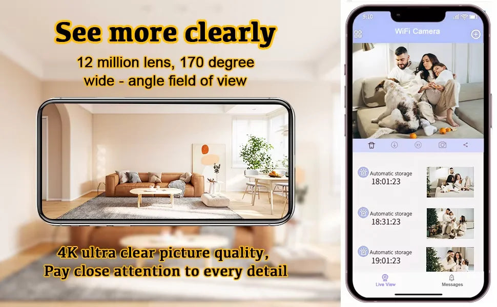 SV06 Only 0.9 inch Camera with Audio/Video Small Cameras for Home Indoor Use Cam Night Vision and Motion Detection