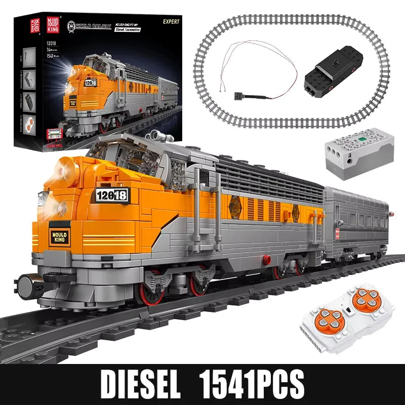 Mould King 12018 Technical Train Toys The RC USA EMD F7 WP Diesel Locomotive Building Block Brick Assembly Kids Christmas Gift